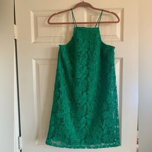 Green lace mini dress